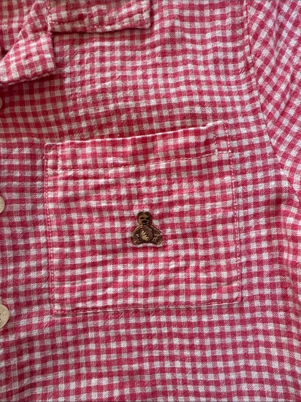 GAP Pink Gingham Short-Sleeve Button-Down Shirt